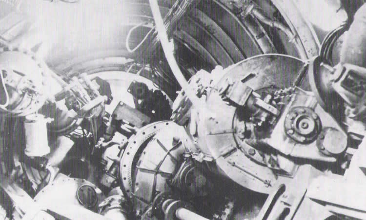 Vista de la turbina "Walter" instalada en un submarino del tipo XVII.