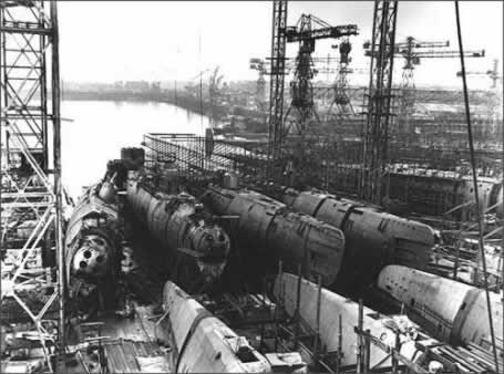 Uboot del Tipo 21 en la Grada de AG.Wesser en Junio de 1945