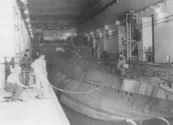 Un uboot dentro del búnker de Bordeaux.